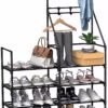 5-Tier Shoe Rack Shoe Storage Organizer, Freestanding Coat and Shoe Rack, 25-30 Pairs Shoe Shelf for Entryway Closet