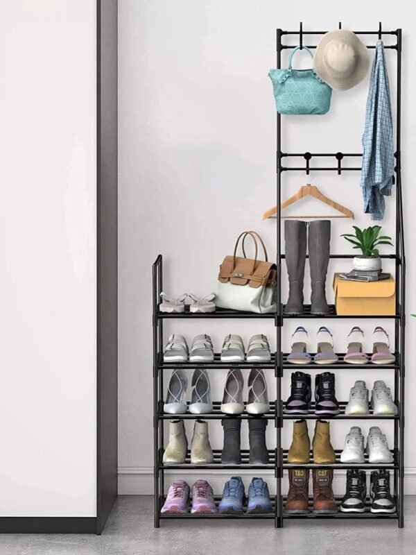 2025073105315477267 5-Tier Shoe Rack Shoe Storage Organizer, Freestanding Coat and Shoe Rack, 25-30 Pairs Shoe Shelf for Entryway Closet