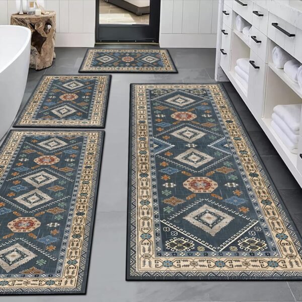 2025091409011922363 Boho Kitchen Rugs Sets 4 Piece with Runner Floral Kitchen Floor Mat Carpet Farmhouse Kitchen Rugs and Mats Non Skid Washable Runner Rug for Kitchen Floor Sink