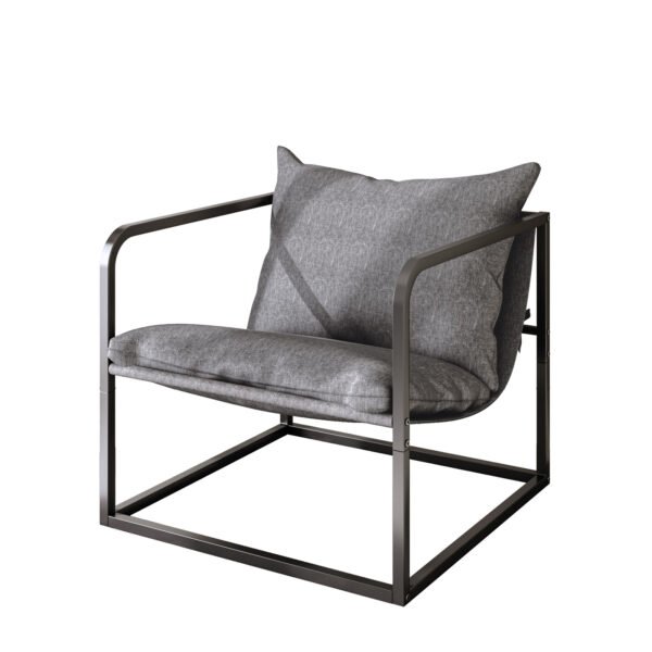 poltrona com estrutura de metal, cadeira de leitura para sala de estar, Sofá preguiçoso sala de estar varanda quarto lounge café b & b hotel sofá casual cadeira，escritório, quarto (cinza)
