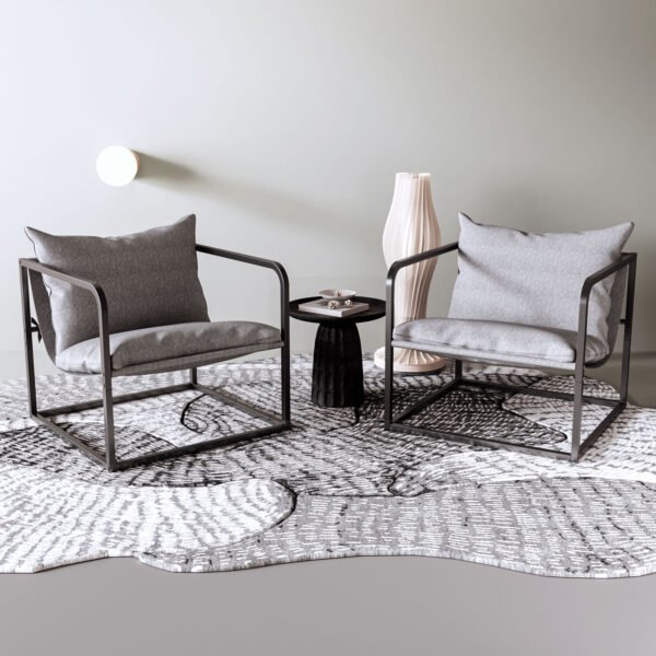 poltrona com estrutura de metal, cadeira de leitura para sala de estar, Sofá preguiçoso sala de estar varanda quarto lounge café b & b hotel sofá casual cadeira，escritório, quarto (cinza)