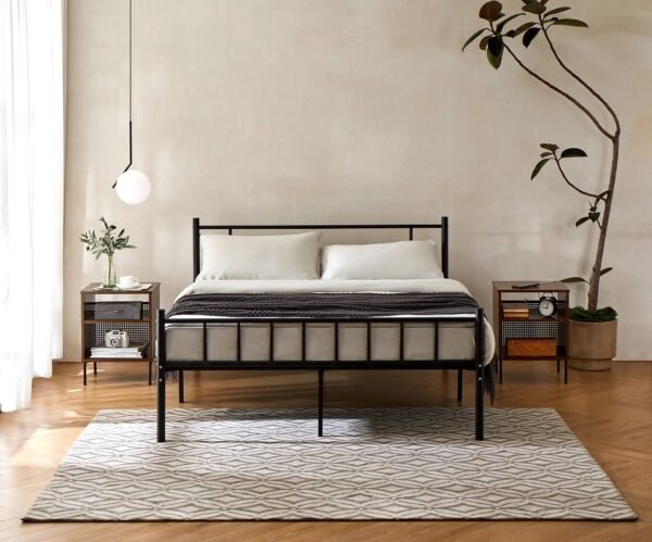 2025092908584720509 Estruturas de Cama de Casal,Cama de Ferro com Plataforma de Metal de 14 Polegadas