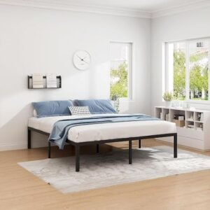 Estruturas de Cama de Casal,Cama de Ferro com Plataforma de Metal de 14 Polegadas