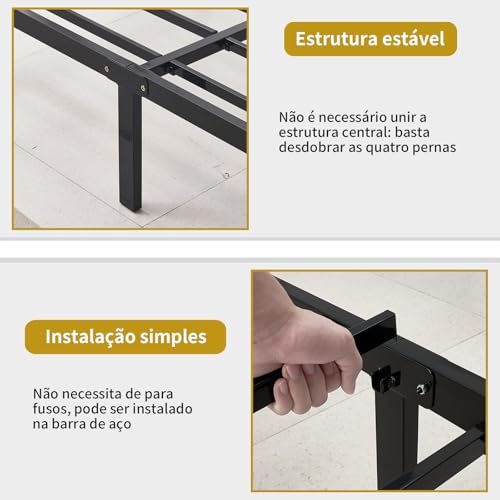 2025092908584776306 Estruturas de Cama de Casal,Cama de Ferro com Plataforma de Metal de 14 Polegadas