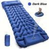 Ultra-comfortable inflatable sleeping mat with built-in pillow and pump - suitable for camping, traveling and hiking | Durable nylon material with repair kit and storage bag