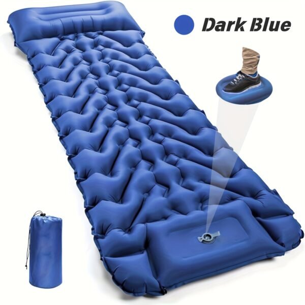 Ultra-comfortable inflatable sleeping mat with built-in pillow and pump - suitable for camping, traveling and hiking | Durable nylon material with repair kit and storage bag