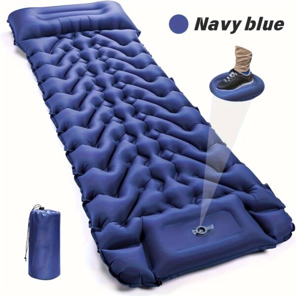 Ultra-comfortable inflatable sleeping mat with built-in pillow and pump - suitable for camping, traveling and hiking | Durable nylon material with repair kit and storage bag