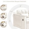 3-in-1 foldable sofa bed, modern velvet double sofa, sofa bed with adjustable back, storage bag and pillow, hidden living room laptop desk with USB port, suitable for living room, bedroom(BEIGE)