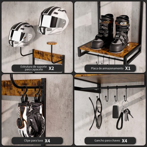 2025092507542547472 Suporte para capacete de motocicleta - Suporte de parede com gancho e clipe para acessórios de motocicleta