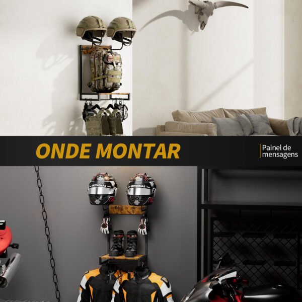 2025092507542577454 Suporte para capacete de motocicleta - Suporte de parede com gancho e clipe para acessórios de motocicleta