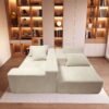 Creamy Puff Chenille Fabric Sofa, Modern Minimalist Style, Small Apartment Living Room, Cotton Candy Cloud Vertical Sofa