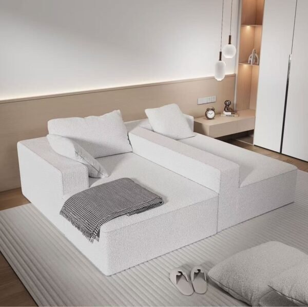 Creamy Puff Chenille Fabric Sofa, Modern Minimalist Style, Small Apartment Living Room, Cotton Candy Cloud Vertical Sofa