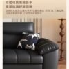 Elephant Ear Mid-Century Modern Living Room Small Space Straight French Retro Style Black Genuine Leather Sofa