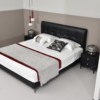 Modern luxury double bed with Nappa leather, suitable for small apartments, master bedroom, Italian minimalist style, storage upholstered bed.