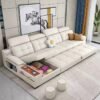 Nordic minimalist modern light luxury网红 creamy-style living room sofa for small apartments, three-seat white genuine leather
